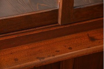 アンティーク家具　大正ロマン　背面ダイヤガラス!4面ガラスの収納棚付きアンティークガラスケース