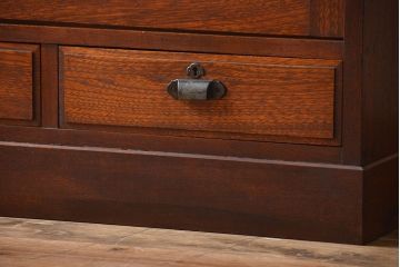 アンティーク家具　大正ロマン　背面ダイヤガラス!4面ガラスの収納棚付きアンティークガラスケース