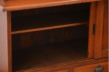 アンティーク家具　大正ロマン　背面ダイヤガラス!4面ガラスの収納棚付きアンティークガラスケース