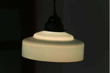 昭和レトロ　淡く爽やかな色合いがおしゃれな被せガラスシェード天井照明