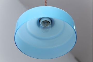 昭和レトロ　淡く爽やかな色合いがおしゃれな被せガラスシェード天井照明