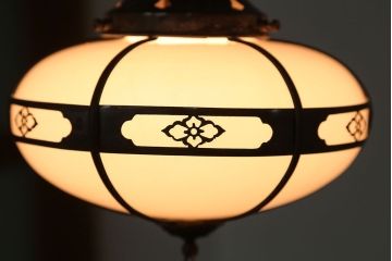 アンティーク　銅の装飾が素敵な雪洞(ぼんぼり)吊り下げ照明