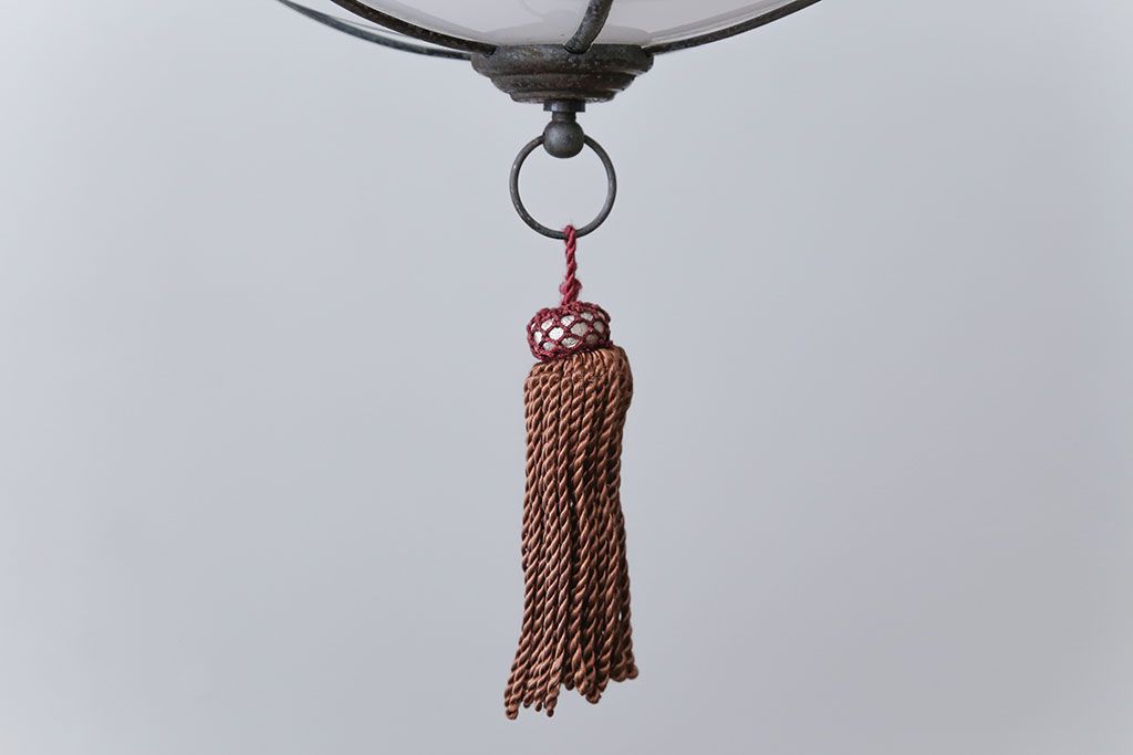 アンティーク　銅の装飾が素敵な雪洞(ぼんぼり)吊り下げ照明