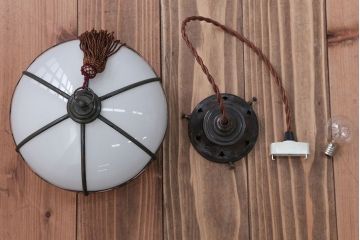 アンティーク　銅の装飾が素敵な雪洞(ぼんぼり)吊り下げ照明