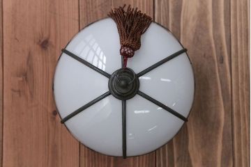 アンティーク　銅の装飾が素敵な雪洞(ぼんぼり)吊り下げ照明