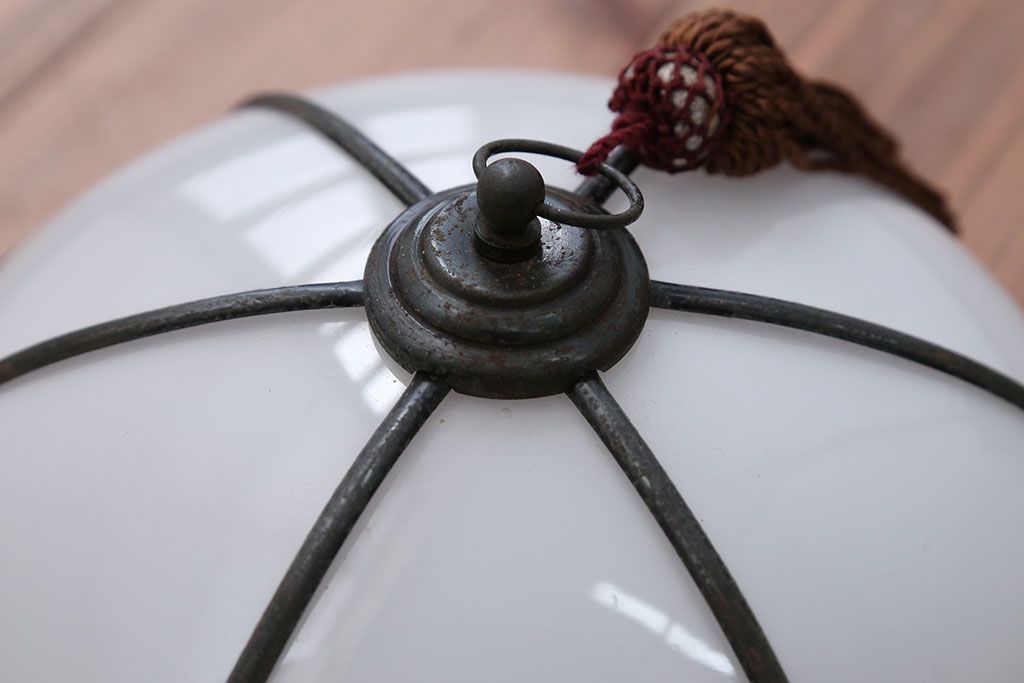 アンティーク　銅の装飾が素敵な雪洞(ぼんぼり)吊り下げ照明