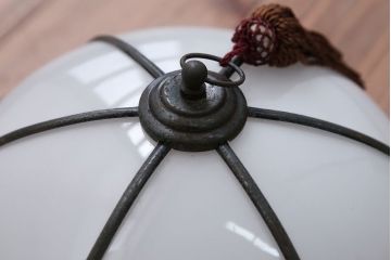 アンティーク　銅の装飾が素敵な雪洞(ぼんぼり)吊り下げ照明