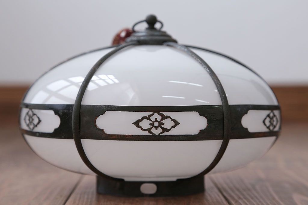 アンティーク　銅の装飾が素敵な雪洞(ぼんぼり)吊り下げ照明