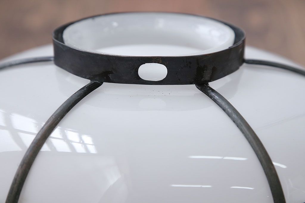 アンティーク　銅の装飾が素敵な雪洞(ぼんぼり)吊り下げ照明