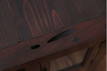 アンティーク家具　古民具・骨董　モールガラス入り!前面欅材の和製アンティーク収納棚