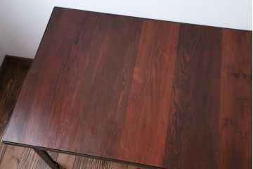 【ラフジュ工房オリジナル・ダイニングテーブル】古材天板の4人用鉄脚ダイニングテーブル