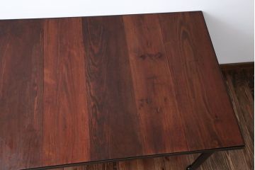 【ラフジュ工房オリジナル・ダイニングテーブル】古材天板の4人用鉄脚ダイニングテーブル