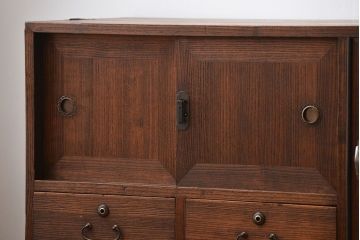 アンティーク家具　アンティーク　古い木製の和風な鉄脚ローボード