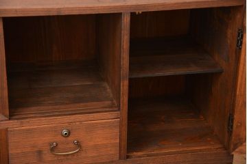 アンティーク家具　アンティーク　古い木製の和風な鉄脚ローボード