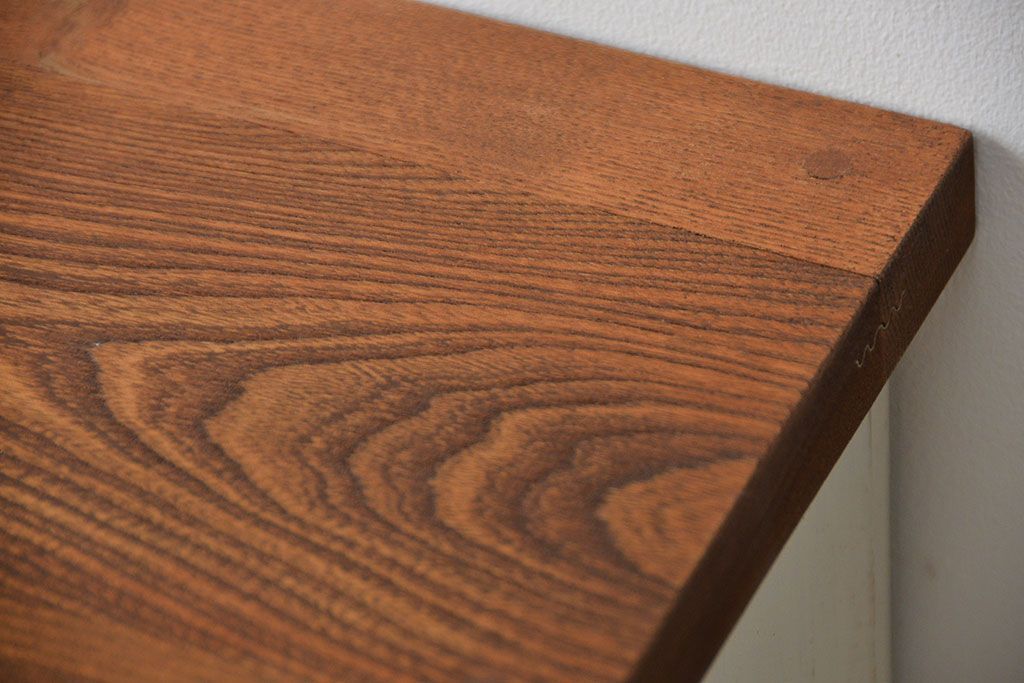 アンティーク家具　アンティークペイント　気泡ガラス入り!脚付きキャビネット