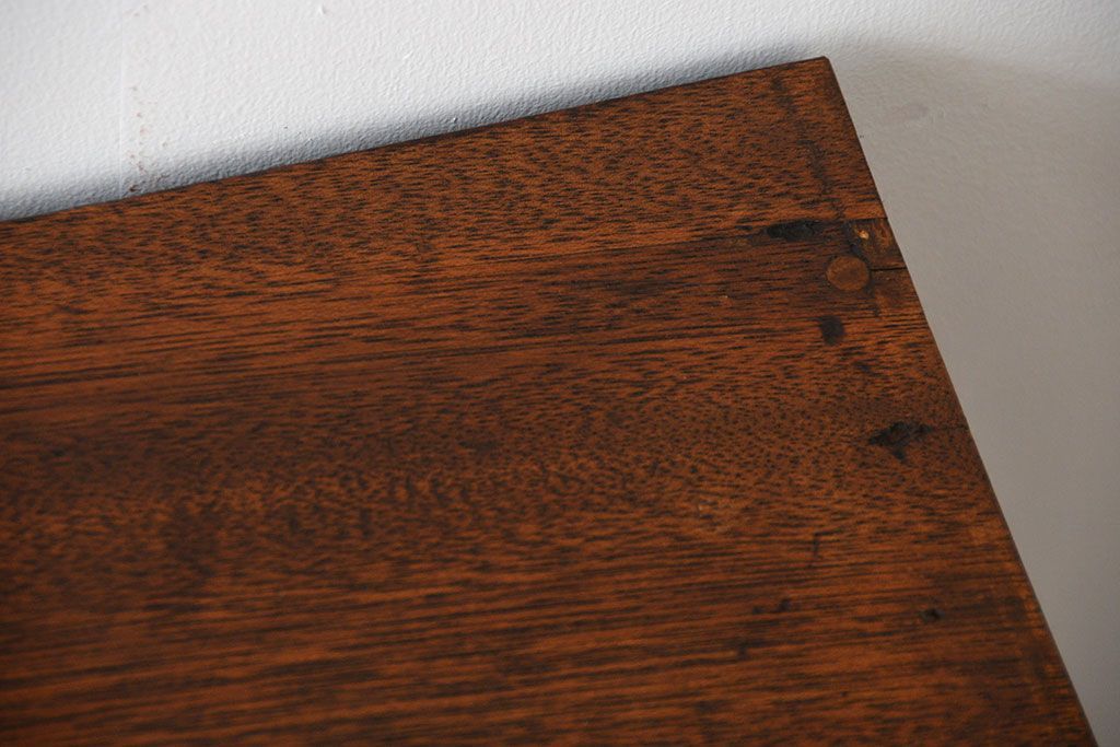 アンティーク家具　アンティーク　モールガラス入り!古い木製の脚付き引き戸収納棚