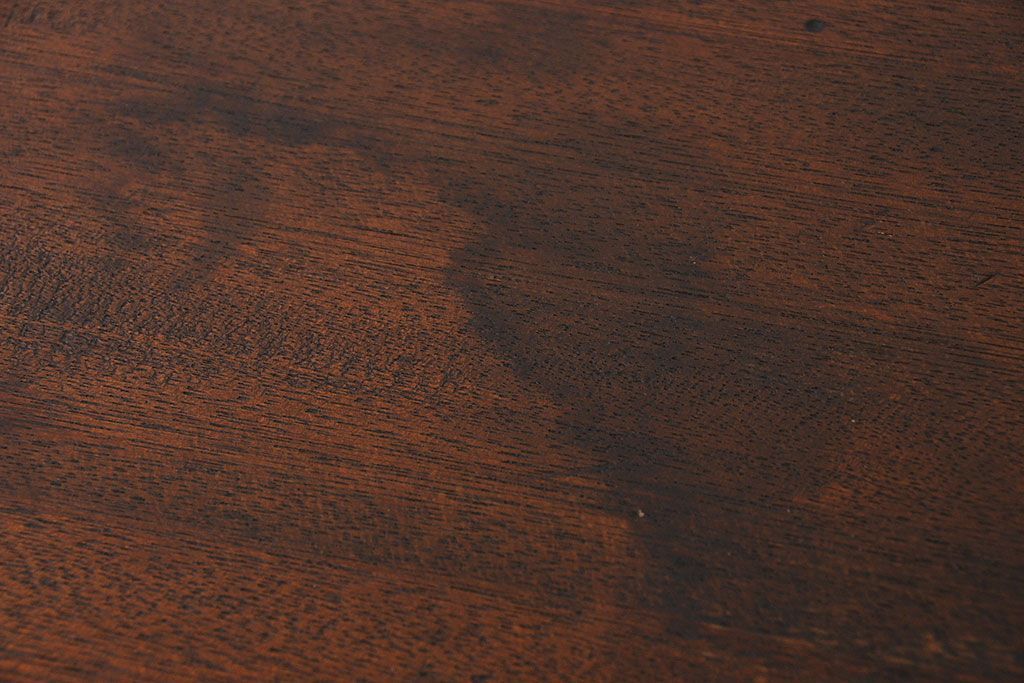 アンティーク家具　アンティーク　モールガラス入り!古い木製の脚付き引き戸収納棚