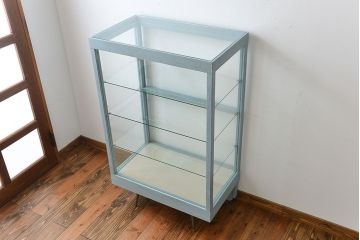レトロ家具　昭和レトロ　かわいい鉄脚!アンティークオープンラックショーケース