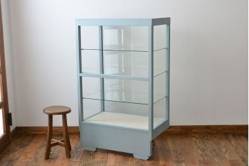 レトロ家具　昭和レトロ　かわいい鉄脚!アンティークオープンラックショーケース
