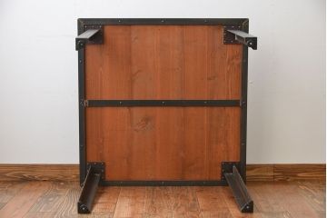ラフジュ工房オリジナル　古材天板の2人用鉄脚ダイニングテーブル