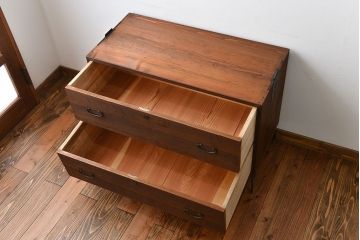 アンティーク家具　アンティーク　古い木製の和風な鉄脚ローボード(2)