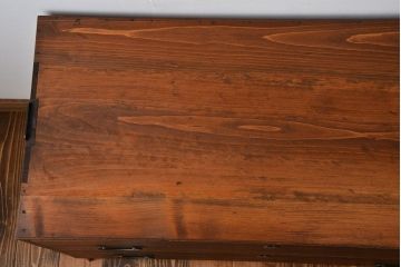 アンティーク家具　アンティーク　古い木製の和風な鉄脚ローボード(2)