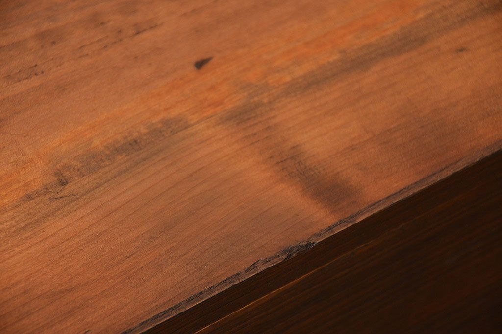 アンティーク家具　アンティーク　古い木製の和風な鉄脚ローボード(2)