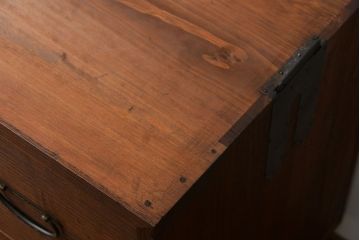 アンティーク家具　アンティーク　古い木製の和風な鉄脚ローボード(2)