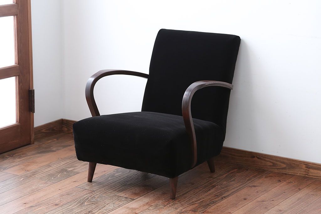 アンティーク家具　アンティーク　シンプルでシックな1人掛け曲げ木アームソファ(1)