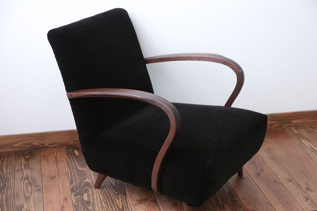 アンティーク家具　アンティーク　シンプルでシックな1人掛け曲げ木アームソファ(1)