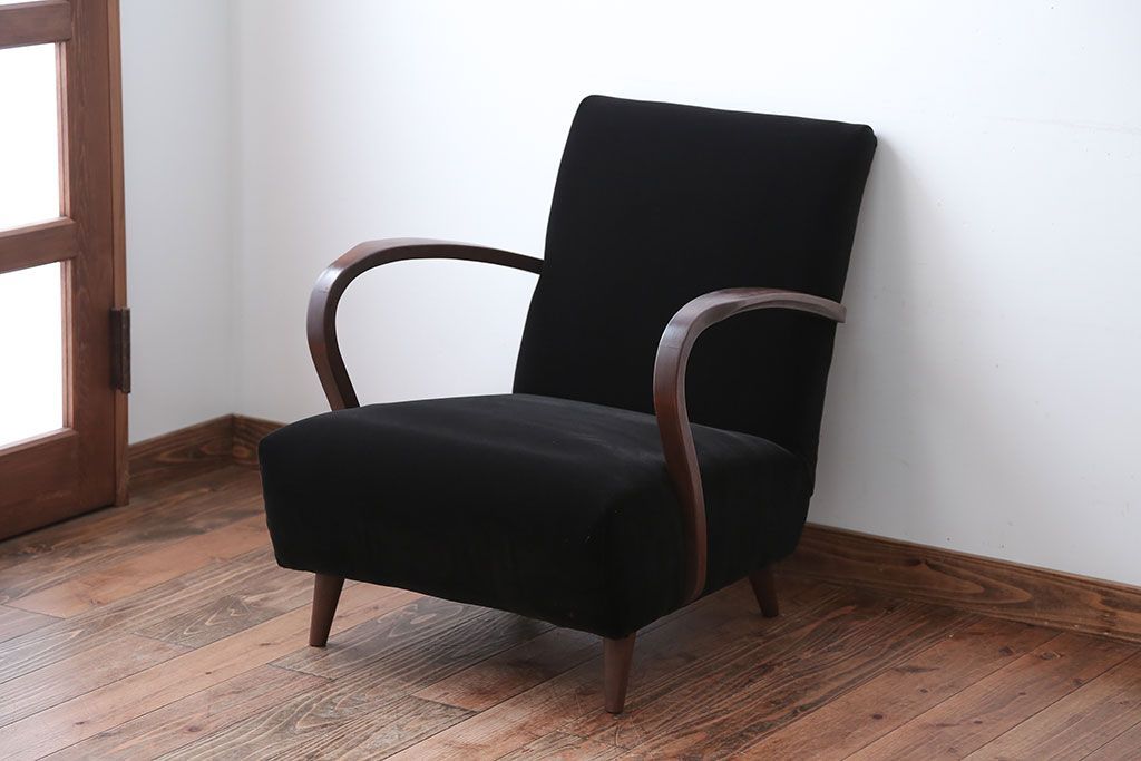 アンティーク家具　アンティーク　シンプルでシックな1人掛け曲げ木アームソファ(2)