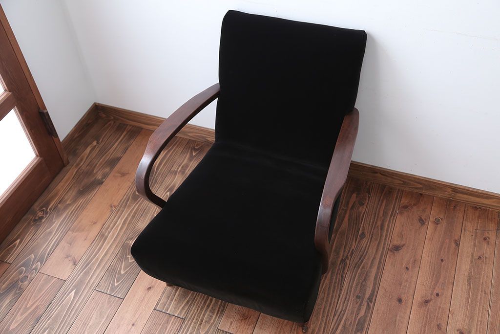 アンティーク家具　アンティーク　シンプルでシックな1人掛け曲げ木アームソファ(2)