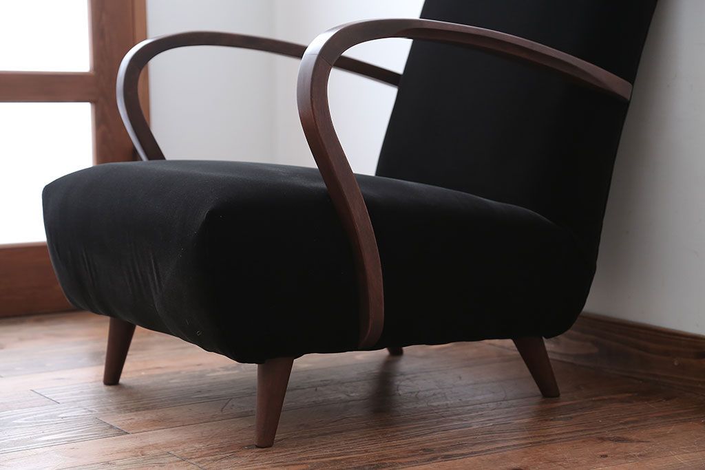 アンティーク家具　アンティーク　シンプルでシックな1人掛け曲げ木アームソファ(2)