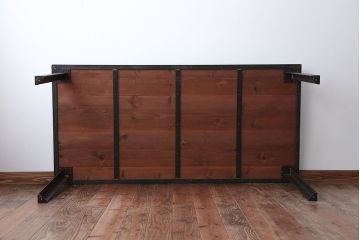 ラフジュ工房オリジナル　古材天板の6人用鉄脚ダイニングテーブル