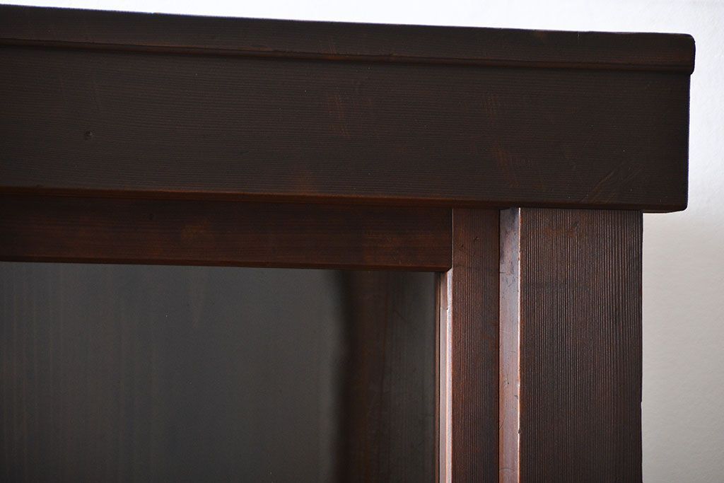 アンティーク家具　古民具・骨董　高級!4枚引き戸の重ね収納棚(水屋箪笥)