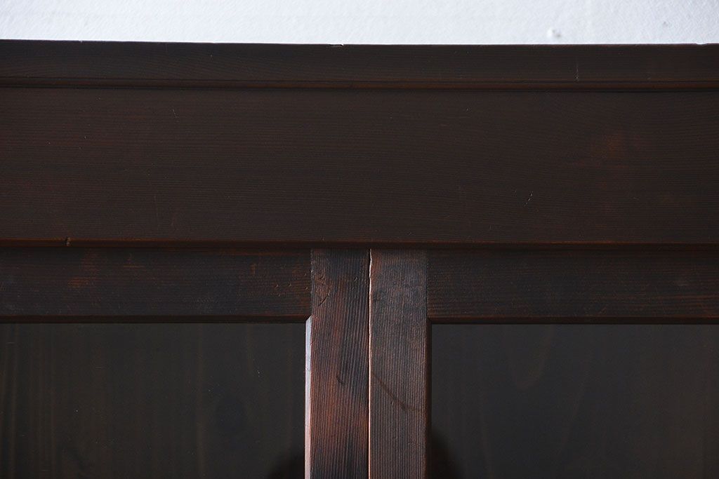 アンティーク家具　古民具・骨董　高級!4枚引き戸の重ね収納棚(水屋箪笥)