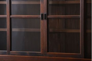 アンティーク家具　古民具・骨董　高級!4枚引き戸の重ね収納棚(水屋箪笥)