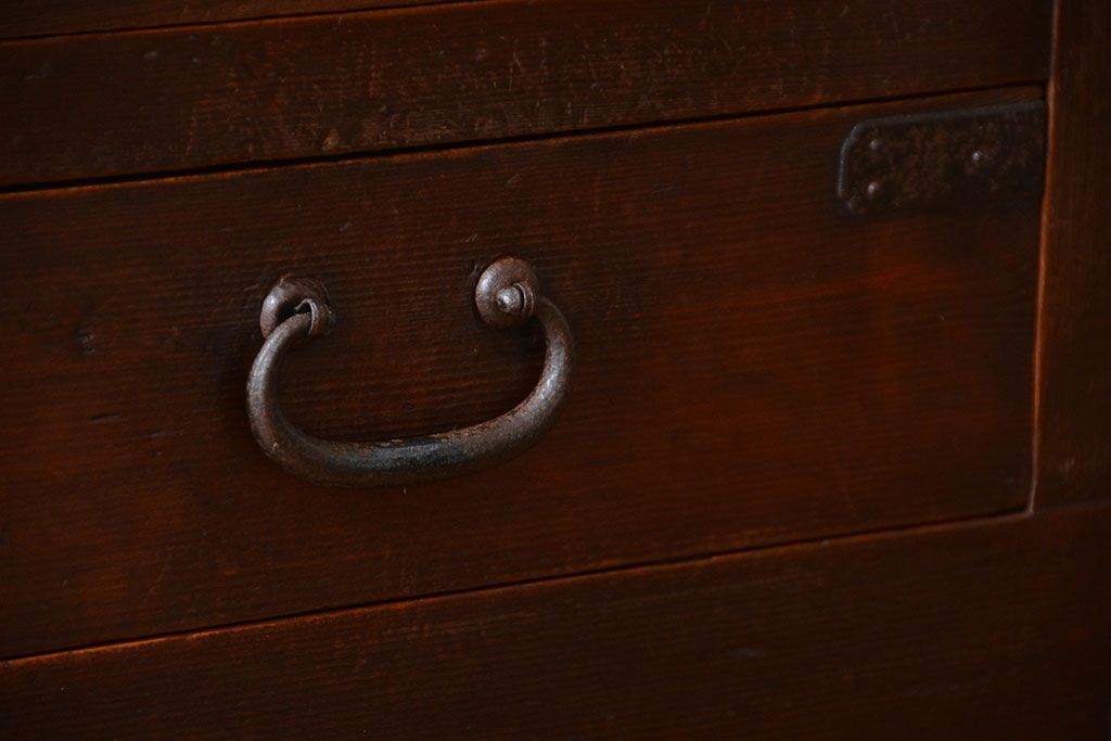 アンティーク家具　古民具・骨董　高級!4枚引き戸の重ね収納棚(水屋箪笥)