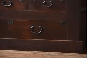 アンティーク家具　古民具・骨董　高級!4枚引き戸の重ね収納棚(水屋箪笥)