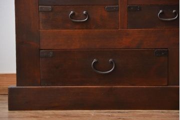 アンティーク家具　古民具・骨董　高級!4枚引き戸の重ね収納棚(水屋箪笥)