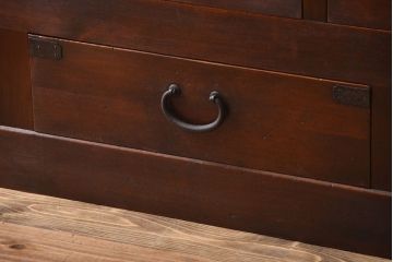 アンティーク家具　古民具・骨董　高級!4枚引き戸の重ね収納棚(水屋箪笥)