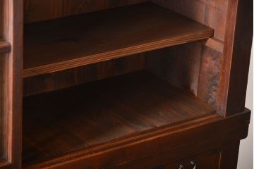 アンティーク家具　古民具・骨董　高級!4枚引き戸の重ね収納棚(水屋箪笥)