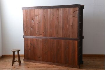 アンティーク家具　古民具・骨董　高級!4枚引き戸の重ね収納棚(水屋箪笥)