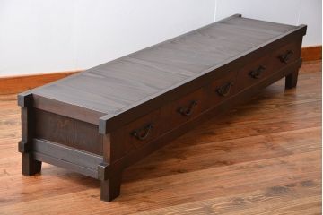 アンティーク家具　古民具・骨董　脚付き!時代箪笥テレビボード(水屋箪笥、ローボード、テレビ台、キャビネット、収納棚)(1)