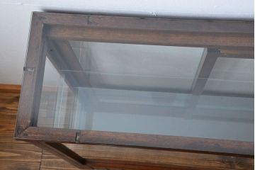 アンティーク家具　大正ロマン　モダンな薄型アンティークガラスケース(ショーケース)