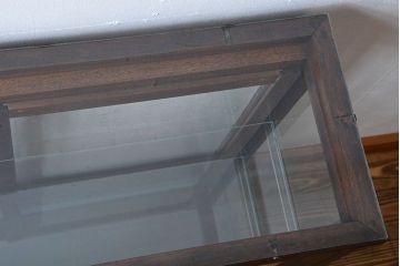 アンティーク家具　大正ロマン　モダンな薄型アンティークガラスケース(ショーケース)