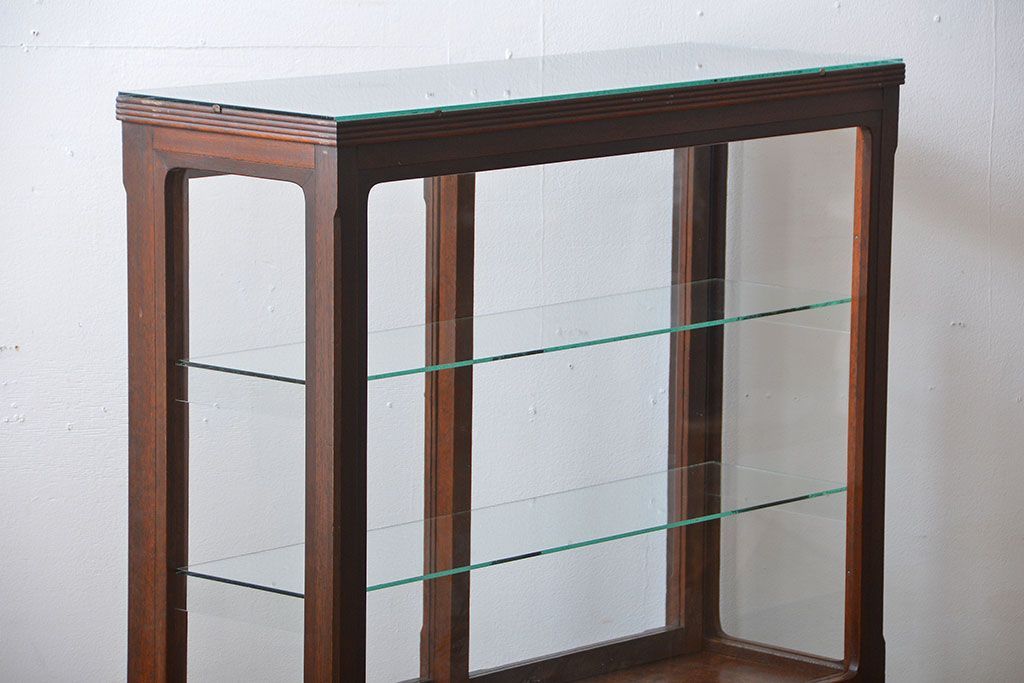 アンティーク家具　大正ロマン　モダンな薄型アンティークガラスケース(ショーケース)