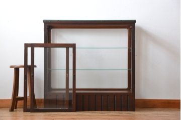 アンティーク家具　大正ロマン　モダンな薄型アンティークガラスケース(ショーケース)