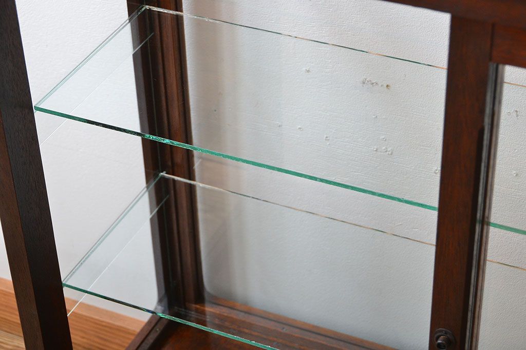 アンティーク家具　大正ロマン　モダンな薄型アンティークガラスケース(ショーケース)