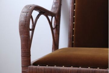 アンティーク家具　大正ロマン　ラタン(籐)製のラグジュアリーなアームチェア(1)
